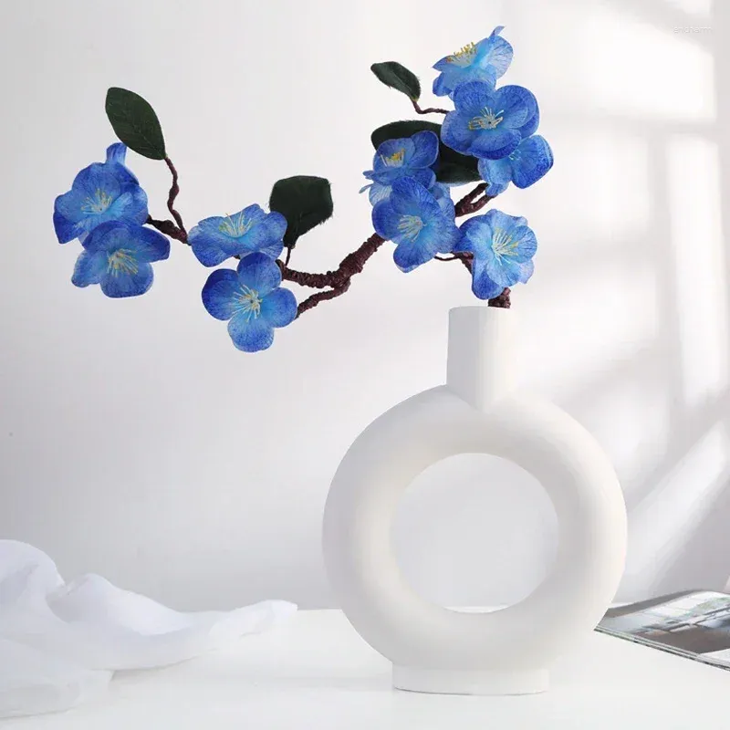 Vasi Nordico Rotondo Vaso in ceramica cavo Ciambella Vaso di fiori Decorazione della casa Artigianato Scrivania Soggiorno Interno Ufficio Arredamento camera da letto