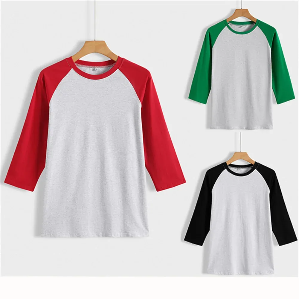 Camiseta personalizada feminina retalhos 3/4 raglan manga longa camisa básica de beisebol outono inverno roupas personalizadas