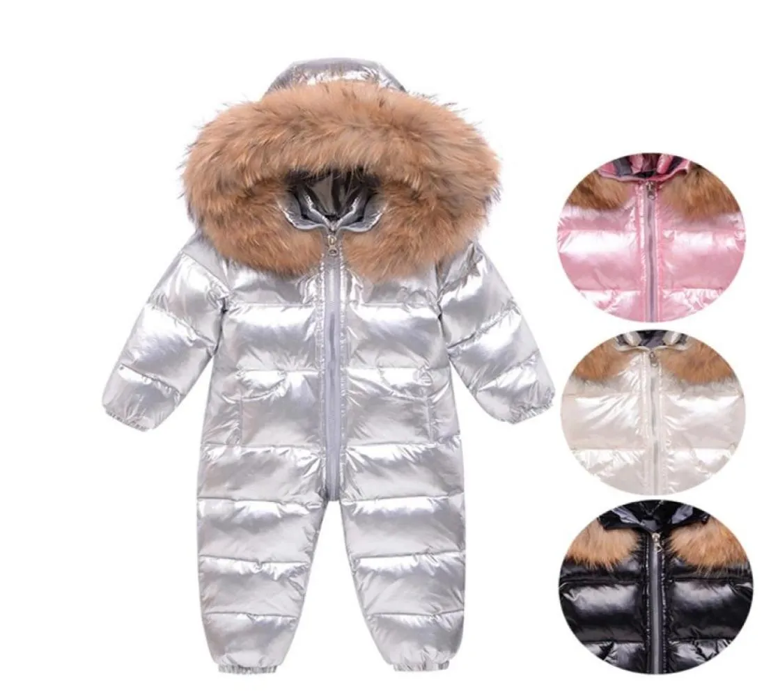 Old Cobbler 407M18 Thick warm Down Coat Baby Kids Clothing Bodysuit Outwear Real fur collar White duck34193941111102