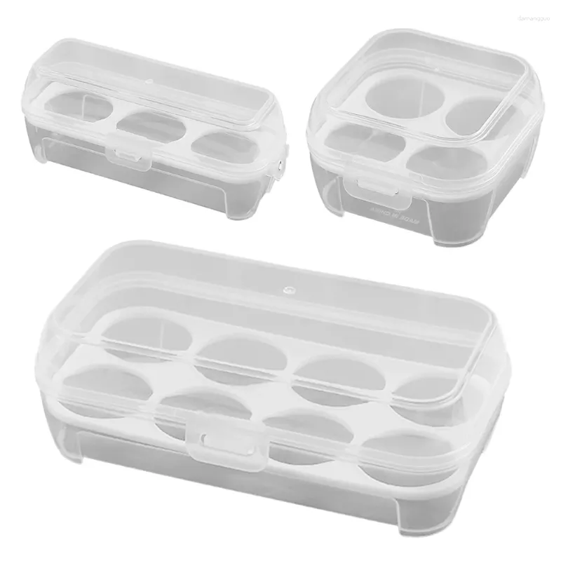 Förvaringsflaskor stötsäker 3/4/8 rutnät ägghållare kök container fodral transparent arrangör bärbar låda resor campingutrustning