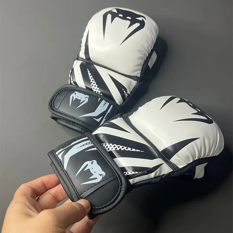 Guantes de boxeo profesionales MMA de medio dedo engrosados Sanda Muay Thai guantes de entrenamiento de lucha accesorios de entrenamiento de boxeo 240226