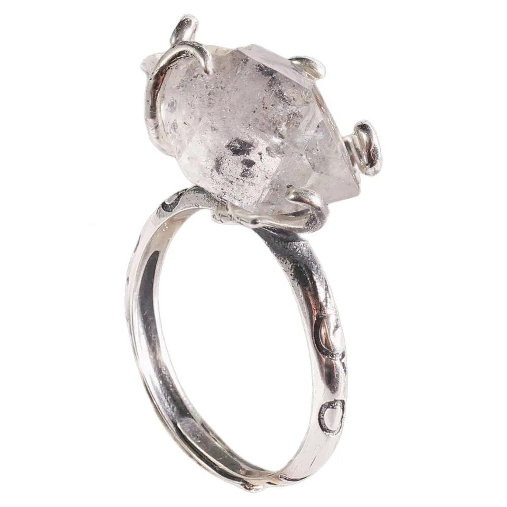 Herkimer Diamond Ring Sterling Silber S925 Ringe Rohherkimer Kristallschmuck einzigartige Geschenk für Frauen