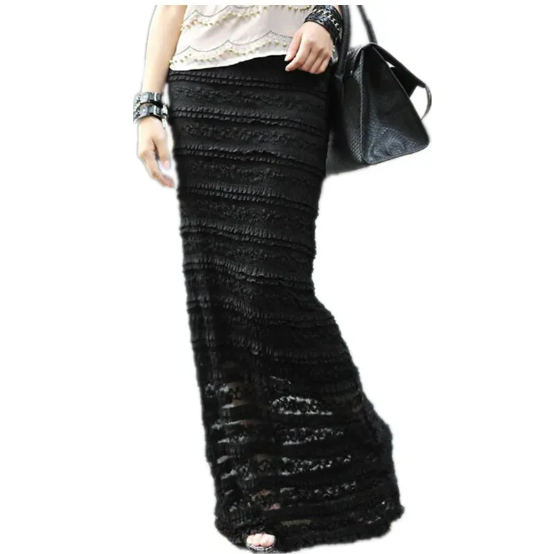 スカートTiyihailey送料無料2023 S10xl LACE LONG MAXI SKIRT WOMEN SUMMER FORMAL STRATE PLUS SIZE SIZE BLACK WHITH SEXY COUSTORS MADE