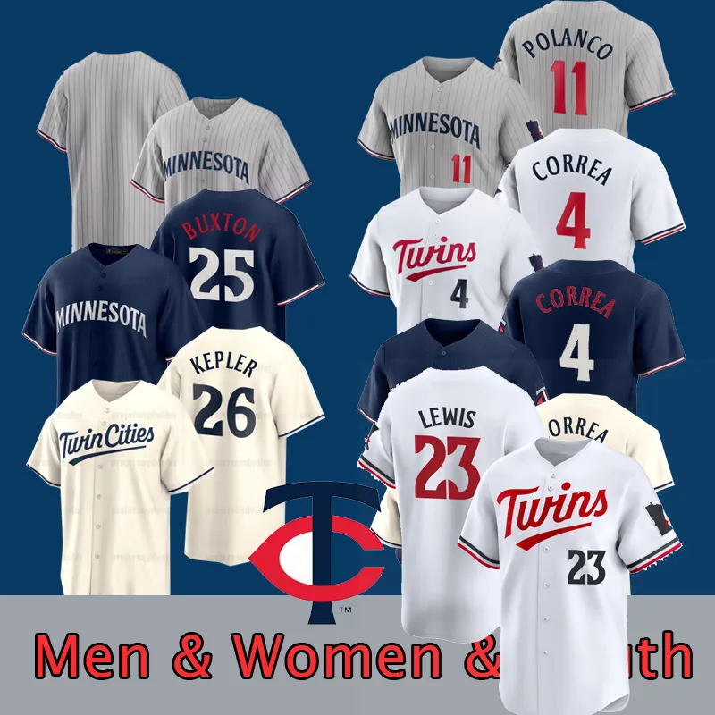 Carlos Correa 2024 İkizler Jersey Royce Lewis Joey Gallo Byron Buxton Jose Miranda Miguel Sano Joe Ryan Sanchez Jhoan Duran Minnesota Kepler Polanco Pablo Lopez