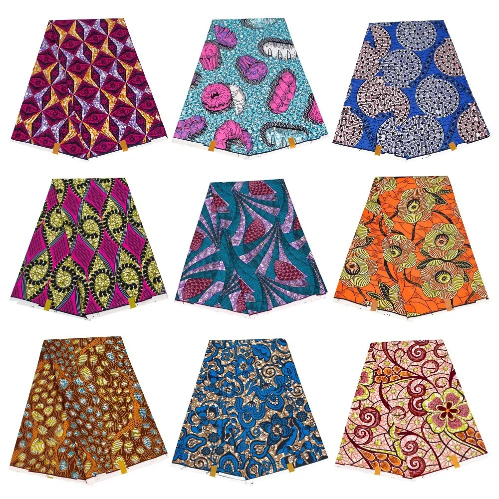 African Print Polyester Fabric Real Wax Classic Style Tissu Party Dress Sying Material av Yard Warps Patchwork DIY