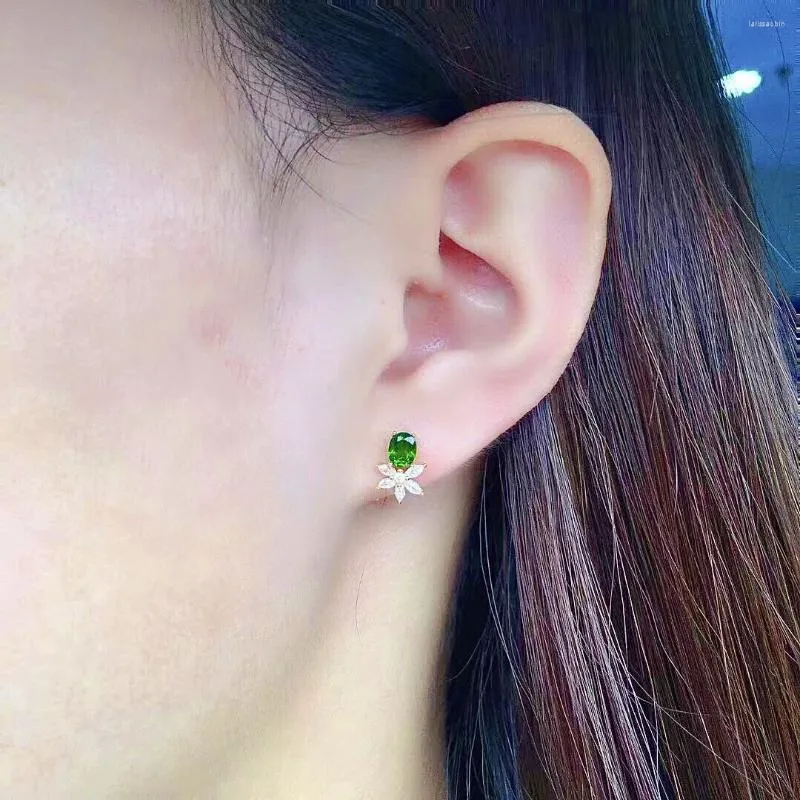 Stud Earrings Cute Small Silver Gemstone 4mm 5mm Natural Diopside Solid 925 Jewelry Gift For Girl