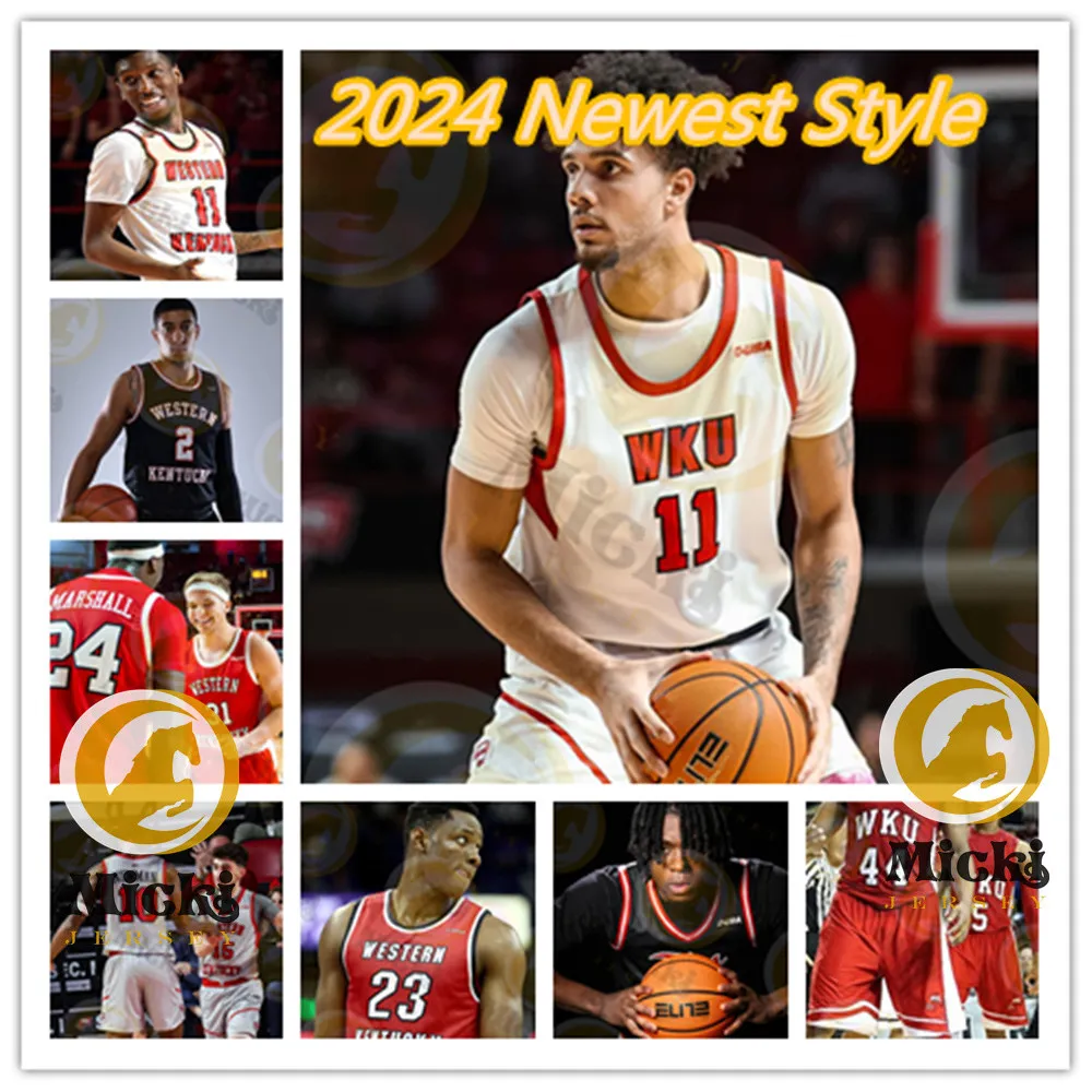 Western Kentucky Hilltoppers Basketball Jersey 32 Courtney Lee Clem Haskins 24 Tyrone Marshall Jr. 30 Teagan Moore Customed 2024 Western Kentucky Jerseys