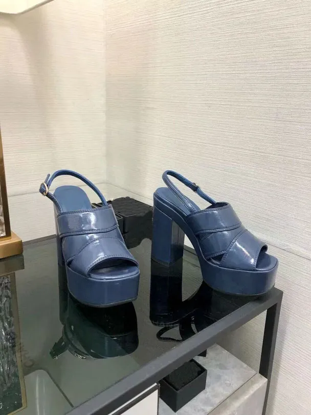 Shuituai High Obcing Platforme Sandały damskie grube pięty letnie moda pusta skórzana skórzana sandały regulowane buty imprezowe 35-41