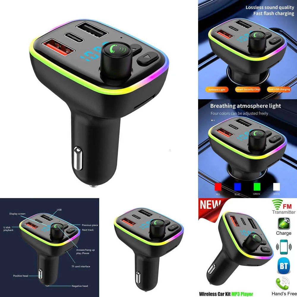 Nieuwe 1 Stuks Mp3 Speler Bluetooth Ontvanger Snelle Auto Zender Fm Dual Port Licht Kleurrijke Usb 12-24V Opladen Ambie U0s0