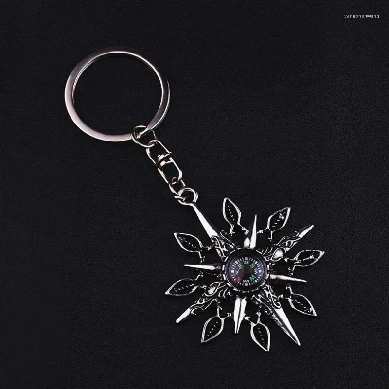 Keychains Arrival Zinc Alloy Material Car Accessory Key Chain Snowflake Keychain Compass Keyring Backpack Pendant Exploration Tool