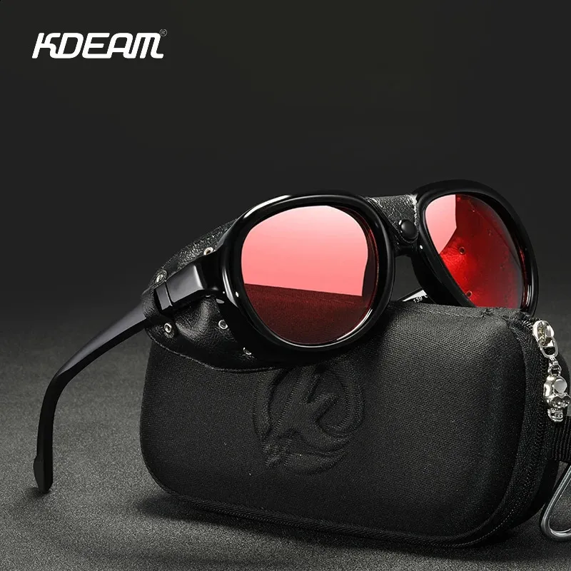 KDEAM gafas de sol piloto Steampunk espejo UV400 gafas hombres mujeres gafas de conducción al aire libre con estuche gratis 240220