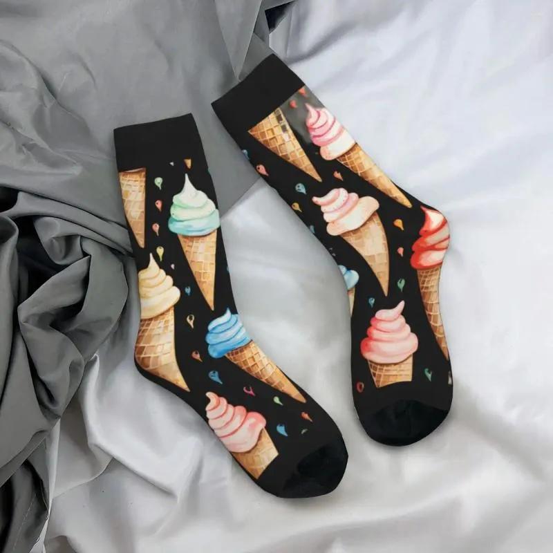 Women Socks Cones With Swirls Stockings Harajuku Desgin Pattern Kawaii Autumn Anti Skid Female Skateboard Soft Breathable