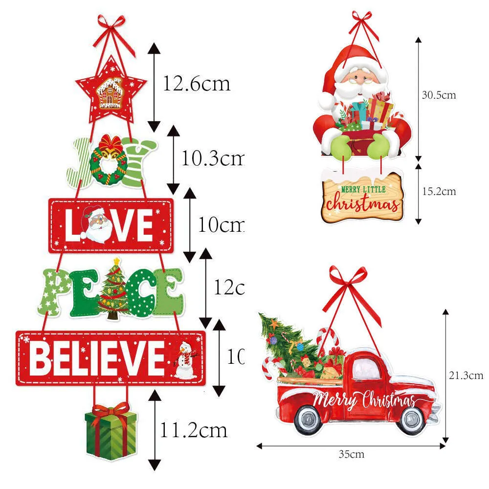 Nova faixa de porta de papel 2024 decorações feliz natal papai noel boneco de neve pendurado bandeiras natal decoração para casa noel navidad natal