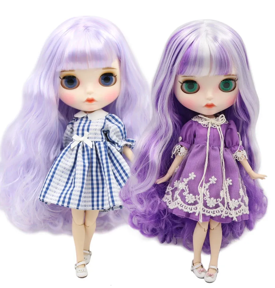 ICY DBS Blyth Doll Joint Body Custom Custom Face Purple Hair Only Nude Doll Diy Special 16 BJD 240226