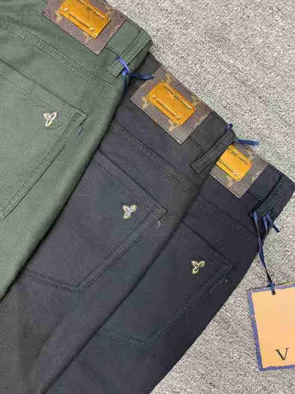 Мужские брюки Дизайнерские роскошные классические брюки LLL Деловые прямые ноги Повседневные модные брендовые однотонные леггинсы Черно-зеленые оптовая продажа SQTF