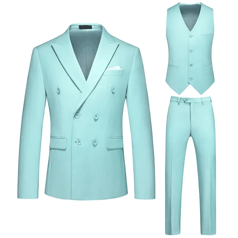 Jackor Candy Color Double Breasted Design Suit 3st/2st Formal Business Wedding Social Tuxedos Högkvalitativa mäns fasta smala fitscuits