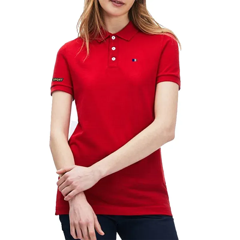 シャツの女性春夏のスリムポロシャツ刺繍フランスロゴショートスリーエレブ95％ピケコットンホームボタンプラケットゴルフテニストップ