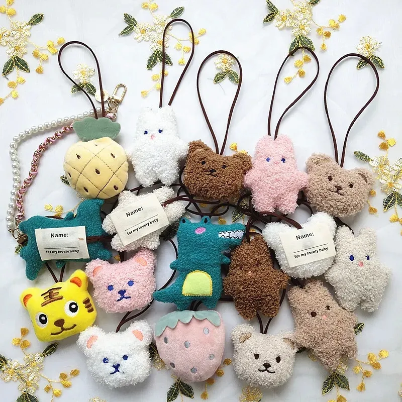 2024 Hot selling teddy bear name tag ins cute bear doll bag pendant Korean children's name tag keychain pendant