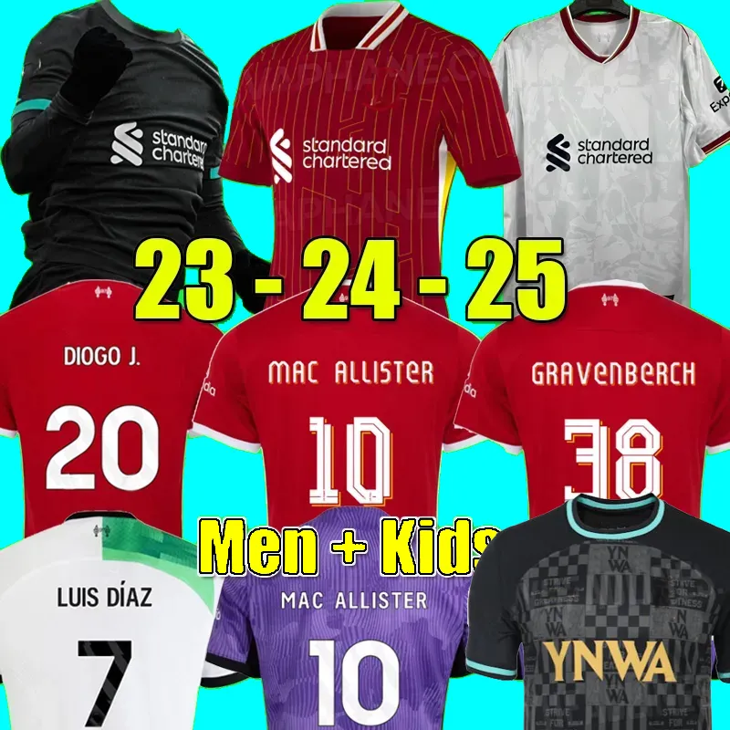 3xl 4xl 23 24 25 MAC Allister Soccer Jersey Gakpo Darwin 2023 2024 2025 Gravenberch Luis Diaz Alexander Arnold Football Kit Tops Men Kids Mundur A.Becker