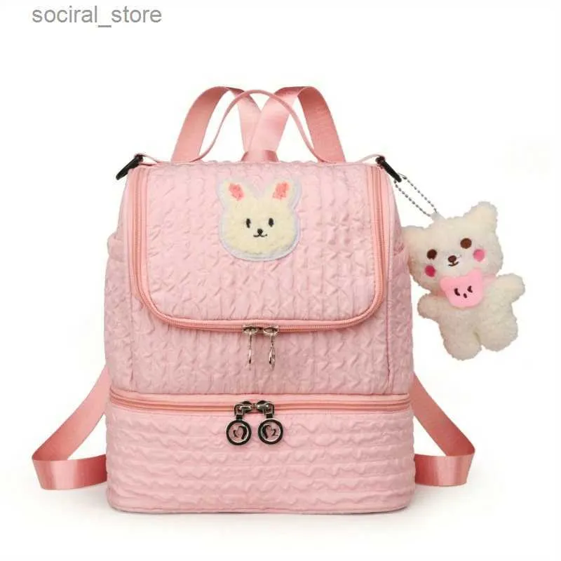 Diaper Bags Double Shoulder Mommy Bag Fashionable Little Bear Mother and Baby Bag Large Capacity Carrying Milk Bag Diaper Bag BackpackL240305