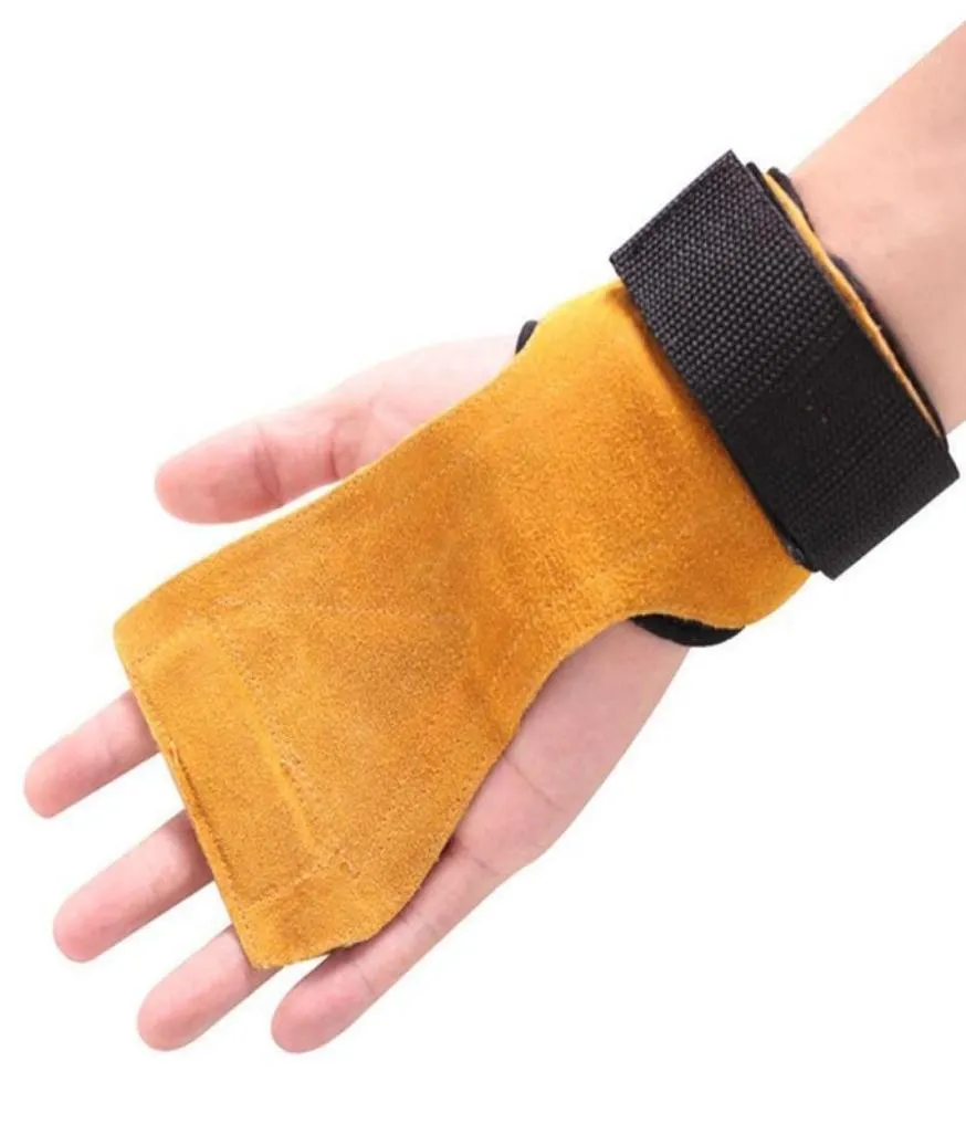 Wrist Support 1pcs Cycling Weight Lifting Gloves Hand Grip Cowhide Crossfit Gym Fitness Guard Palm Protectors Guards Pad Strap Pul3058508