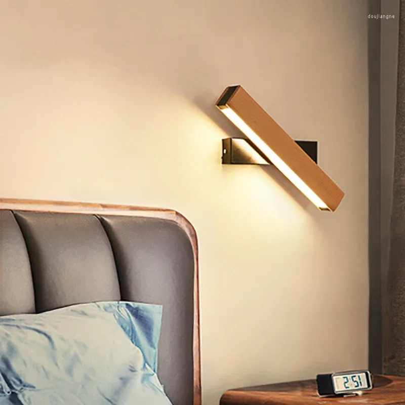 Lampada da parete Nord Europa LED in legno massello Camera da letto Comodino Soggiorno Illuminazione Moderna semplicità Lampade da studio vorticose