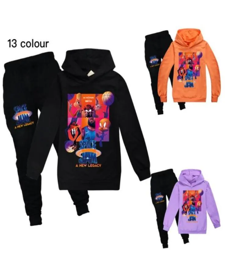 Kläder sätter barn kläder 2021 Autumn Kids Fashion Space Jam 2 Cartoon Baby Girls Outfits Teenagers Boys Sports Suit6480728