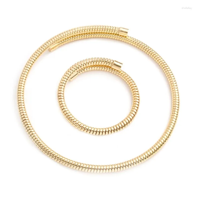 Necklace Earrings Set Stylish Fashion Stackable Bracelet Elastic Bangles Wrist Jewelry