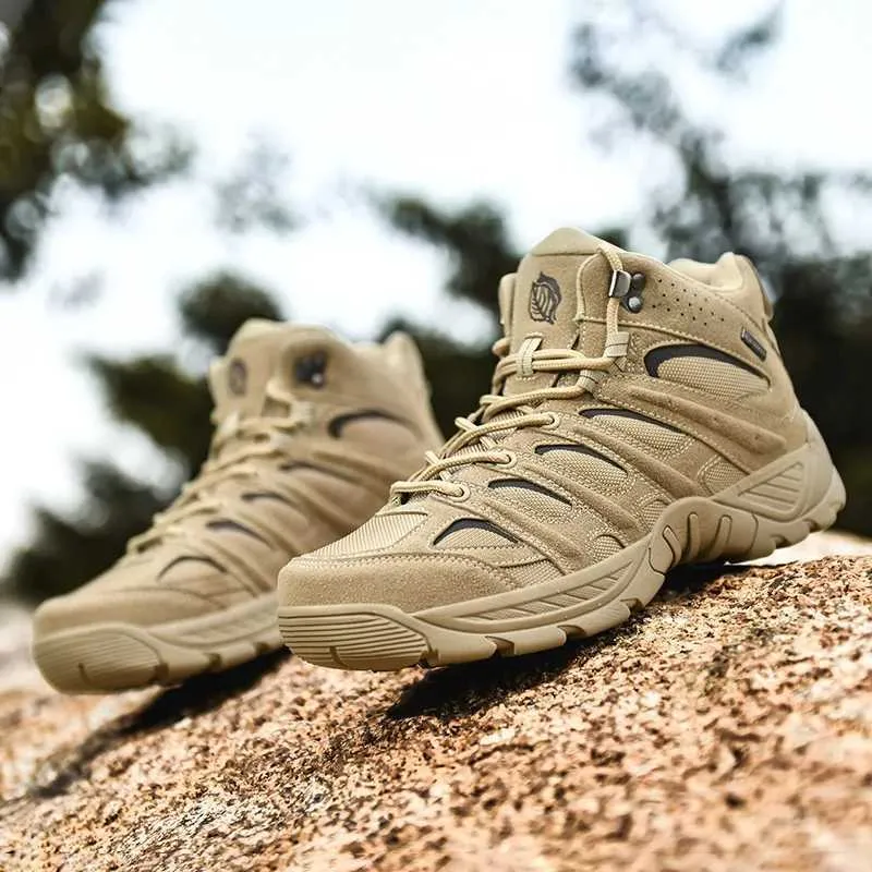 Utomhusskor Sandaler stövlar 2023 Nya Tactical Combat Boots Outdoor vandringsskor Vinter non-halk Mens ökenstövlar och vandringsstövlar YQ240301