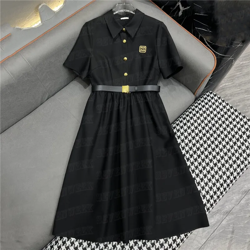 Vestidos de verão saias para mulheres bordado carta saia casual clássico charme senhora vestido com cinto