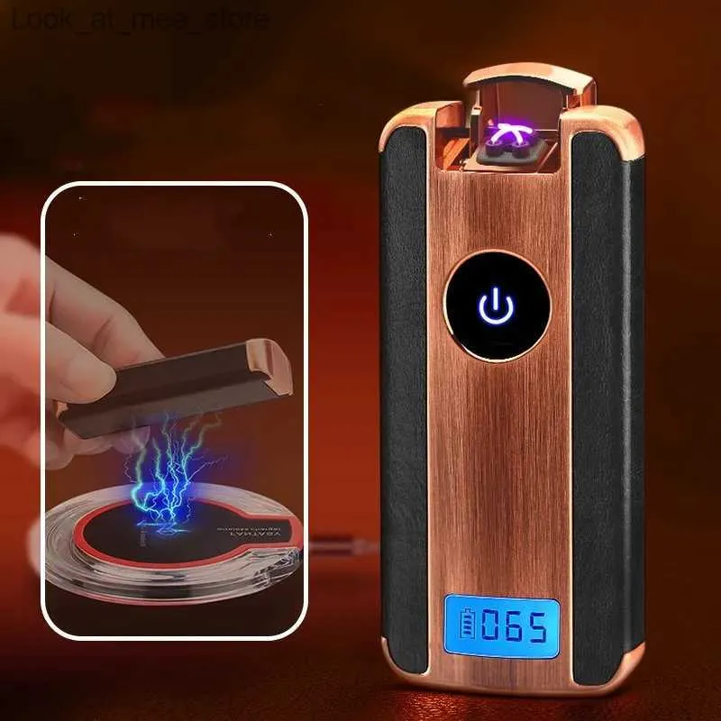 Feuerzeuge Neue Plasma Winddicht Arc Licht Pulse Digital Display Netzteil Drahtlose Aufladung C-typ USB Licht Tragbare Luxus Geschenk Q240305