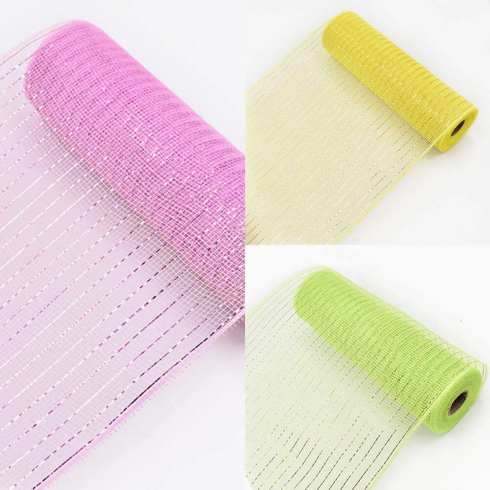 New Decorations Polyester Rolls DIY Wreath Pink Blue Yellow Green Mesh Ribbon For Easter Birthday Decor