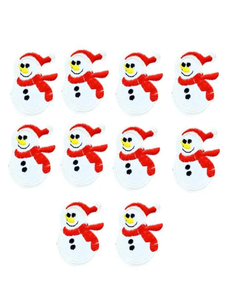 10 PCS Patches de bordado de boneco de neve de Natal para sacos de roupas DIY Ferro em transferência Applique Patch para vestuário costurar em bordado Bad6675422