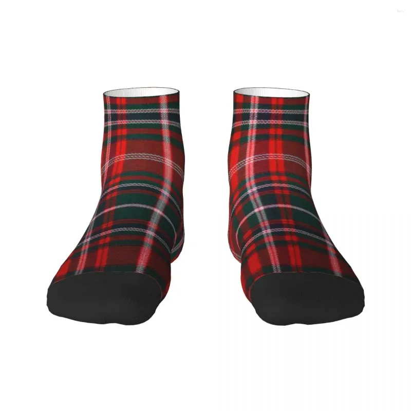 Herrensocken, niedliches rotes, modernes Tartan-Karo-Kleid, Unisex, warm, bequem, 3D-Druck, modisch, Gingham-Crew