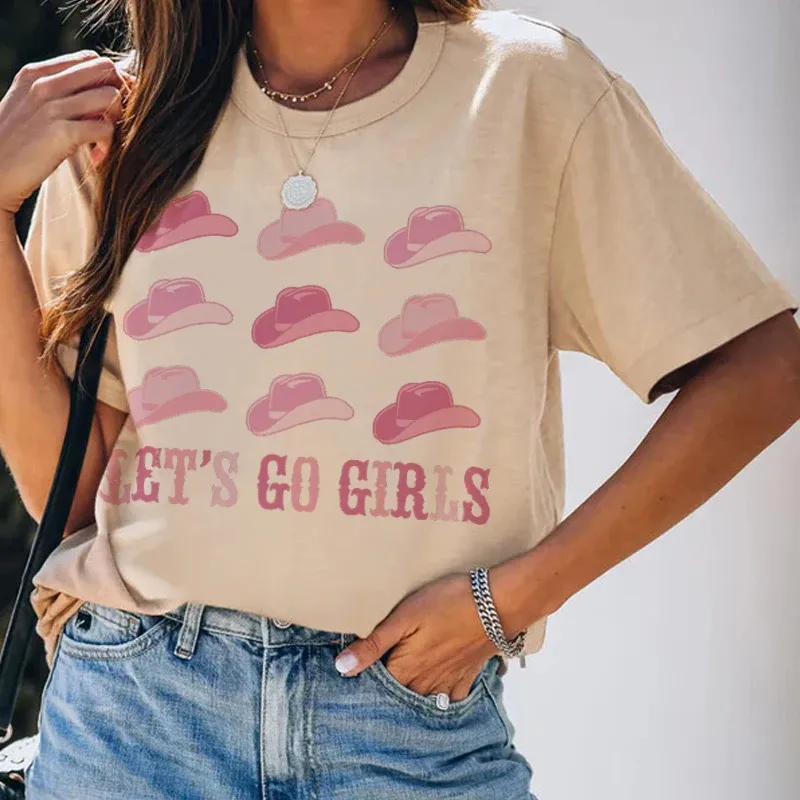 T-shirts Let's Go Girls Western Vintage Femme T-shirts Cowgirl Boho Country Music T-shirt Bachelorette Party T-shirts Mignon Esthétique Tops