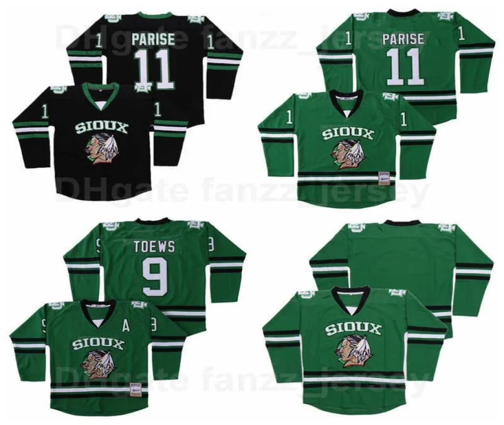 Movie Ice Hockey College 11 Zach Parise Jersey Blank North Dakota Fighting Sioux 9 Jonathan Toews University All Stitched Green Bl8998920