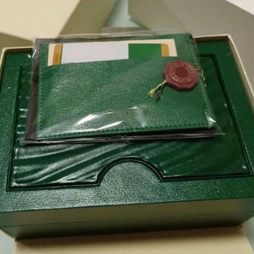 Green Brand Watch Box Original med kort och papperscertifikat Handväskor Box för 116610 116660 116710 Watches305o