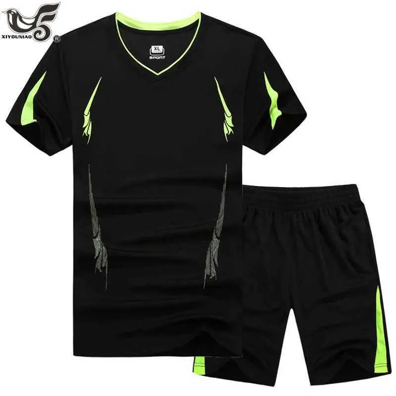 Men's Tracksuits Plus Size 7XL 8XL 9XL Summer Leisure Short sleeved Athletic Wear Mens Fitness Running Sweatshirt+Pants Athletic Set J240305