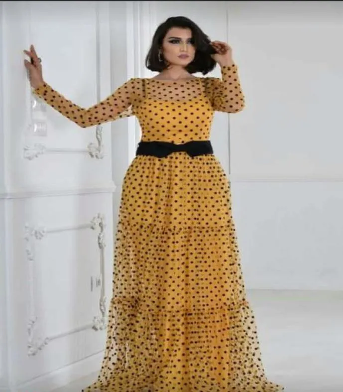 XL4XL 2020 Summer Fashion New African Women Oneck Polka Dot Long Sleeve بالإضافة إلى حجم Long Dress African Clothing مع Inner6911749