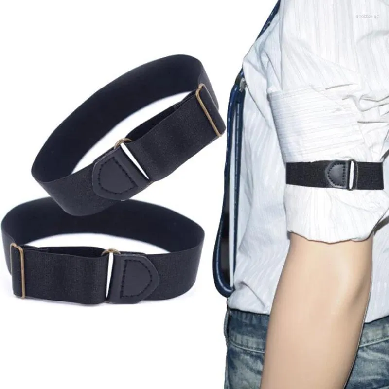 Fingerless Gloves Men Women Non-slip Straps Sleeve Garters Holders Stripe Arm Bands Shirt Elastic Garter Metal Bracelet Armband Accessories