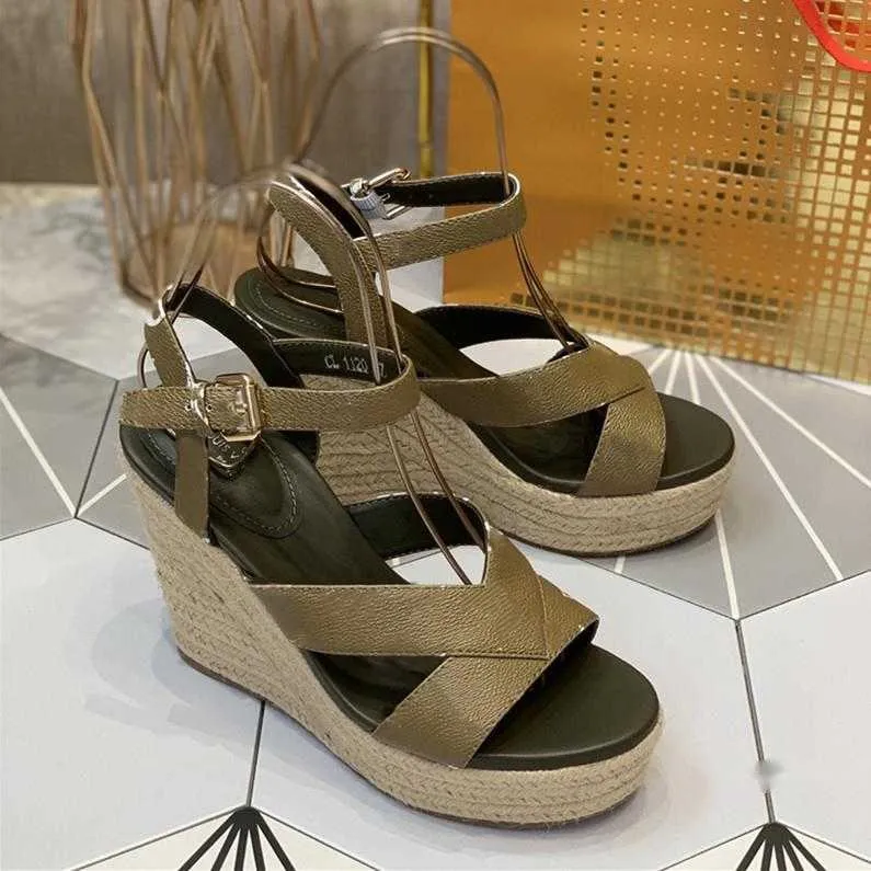 Fashion-Platform Wedge Series Sandaler Straw Hemp Rope Fashion Women's Shoes Elements Leather Sandals