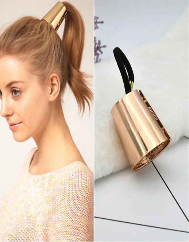 Chic Hair Clip Woman Girls Metal Elastic Ponytail Holder Hair Cuff Wrap Tie Band Ring Rope6304959