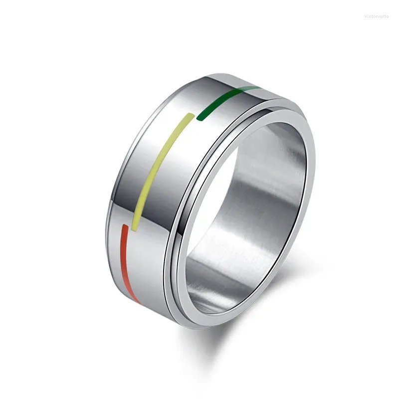 Cluster Rings Stainless Steel LGBT Ring Rotatable Rainbow Flag Anillos Gays Lesbian Jewelry Silver Plated Lovers Bague Women 6-11 Size