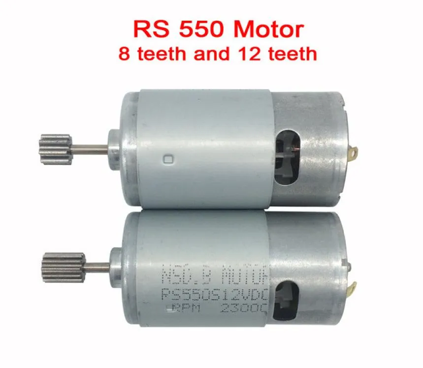 Motore a corrente continua 12v per auto elettrica per bambinirc auto motore a corrente continua 6v motore elettrico per auto per bambini motore rs550 con ingranaggio a 12 denti e ingranaggio a 8 denti7728766