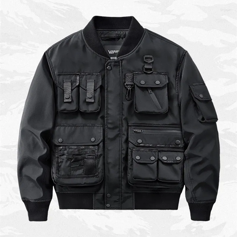 Giubbotti da uomo 2024 Arrivo Multi-tasca Hip Hop Techwear Giacca cargo da uomo Paracadutista Tattico Giacca a vento Outdoor Casual Cappotto da motociclista