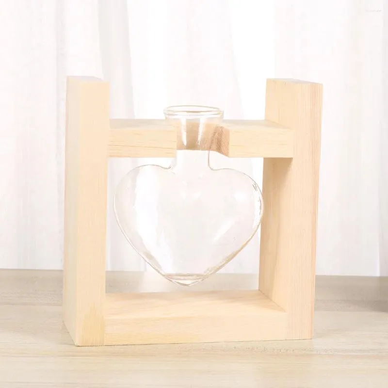 Vases Terrarium avec support en bois: planteur d'air, ampoule en verre, station de propagation hydroponique de table pour