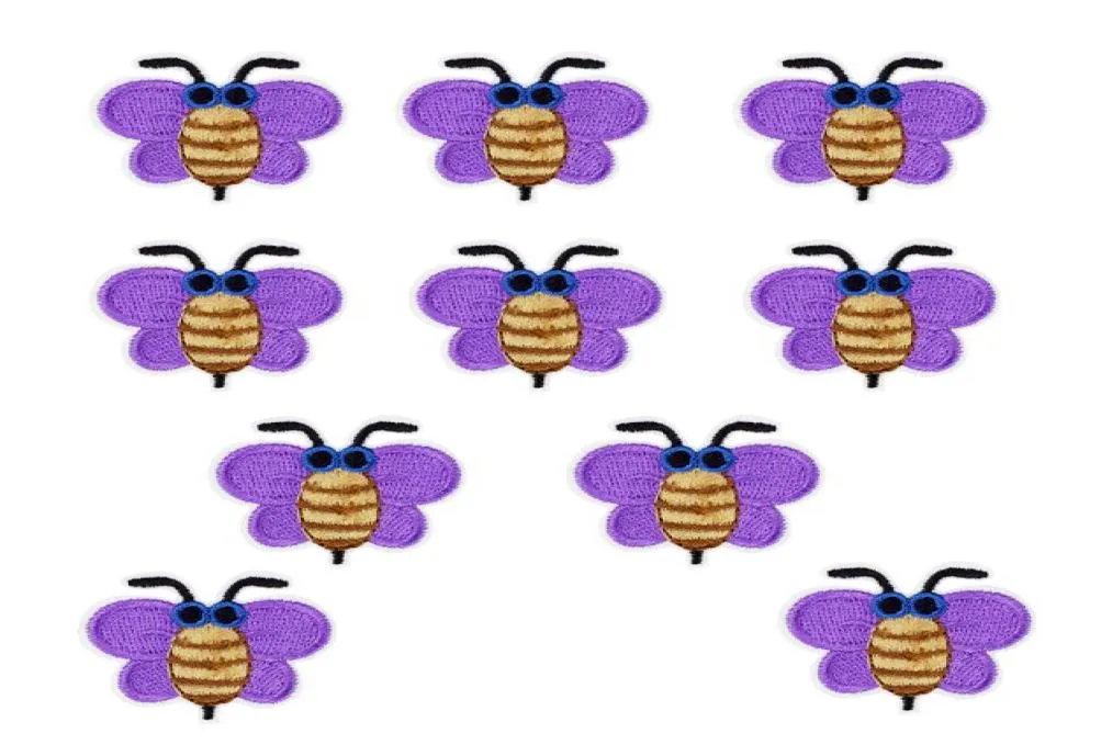 10 peças patches de abelhas lavanda emblemas de insetos para roupas remendo bordado de ferro apliques de ferro em remendos acessórios de costura diy7237210