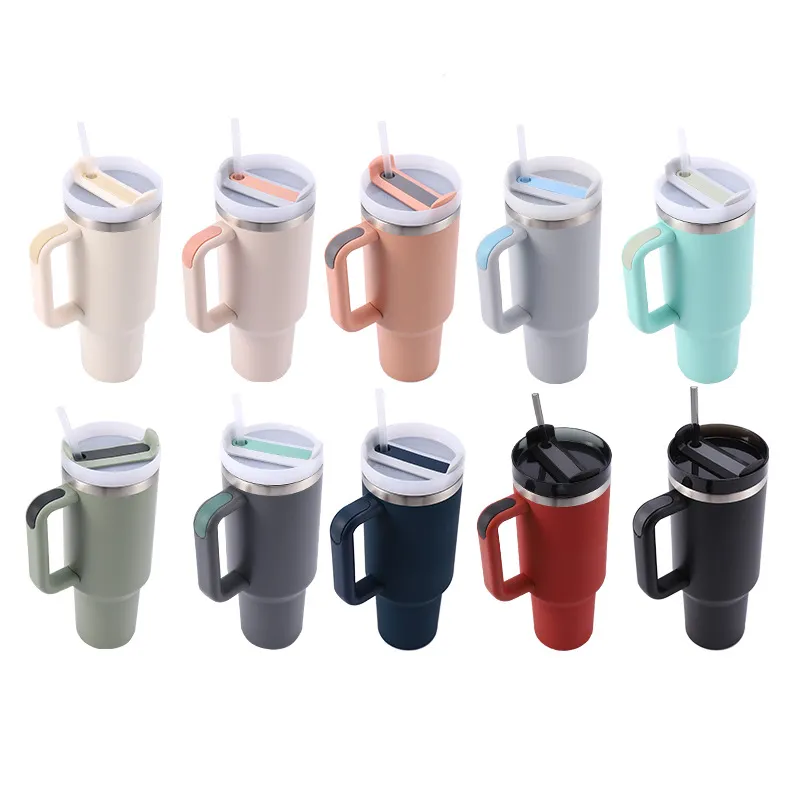 In Stock Quencher H2.0 40oz Stainless Steel Tumblers Cups With Silicone Handle Lid and Straw 2nd Generation Car Mugs Vacuum Insulated Water Bottles