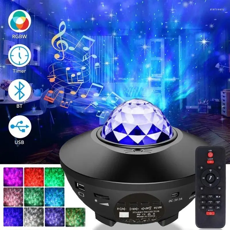 Night Lights Starry Projector Galaxy Light with Ocean Wave Music Talare Sky for Bedroom Decoration Birthday Party Party