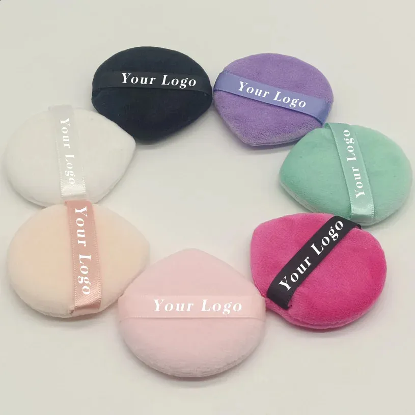 100pcs Custom Short Fluff Soft Dry Puff Powder Loose Powder Makeup Beauty Tool Drop Shape Private Label 240301